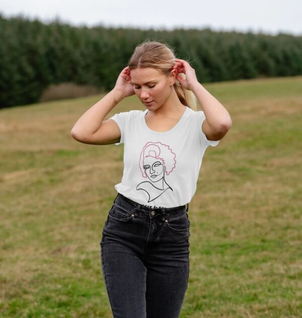 Womens Just One Line Scooped T-Shirt (White)